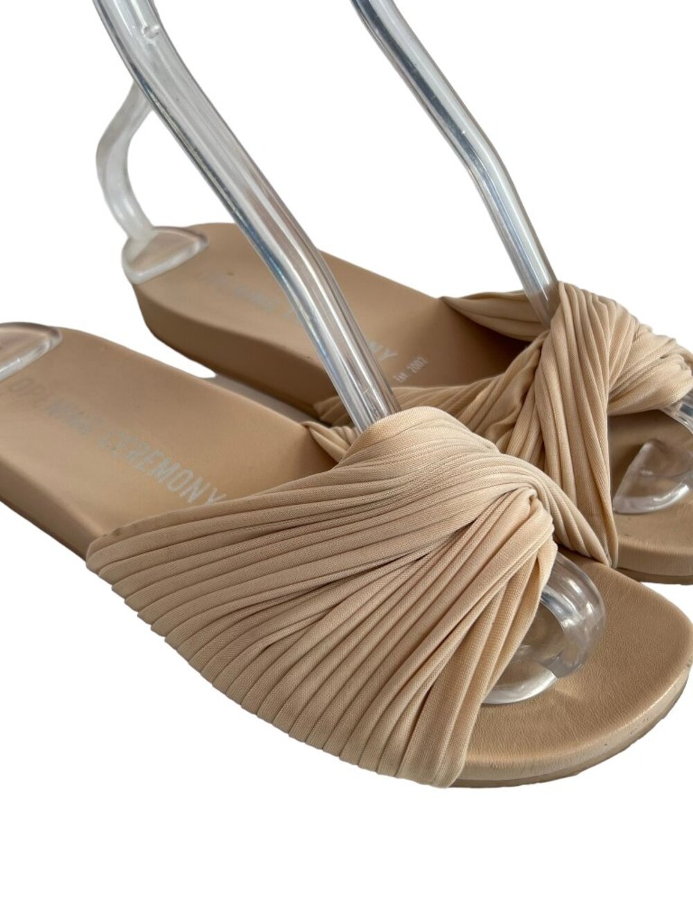 Opening Ceremony sandals Paulyna slide beige nude pleated twist womens 6 6.5